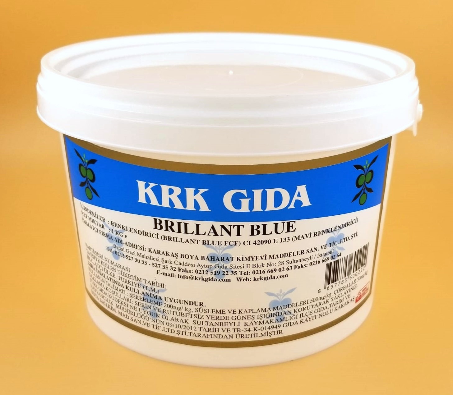 BRİLLANT BLUE 1KG 8697785600222 KRK GIDA RENKLENDİRİCİ MAVİ (BRILLIANT BLUE FCF) (E 133) 1KG - Görsel 1