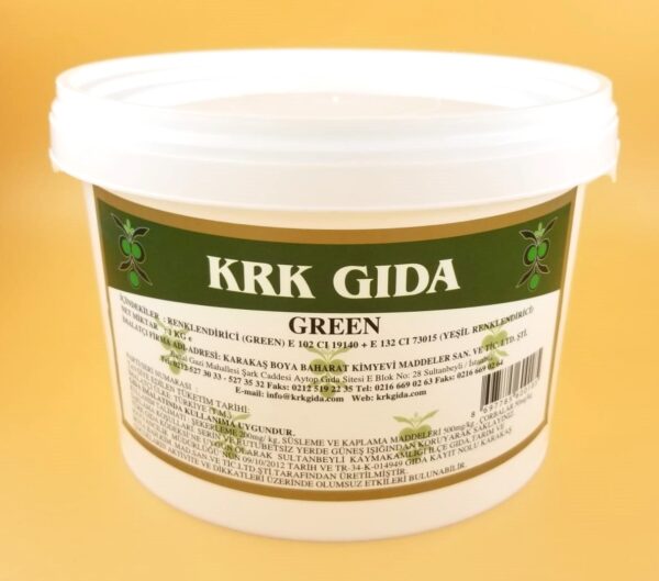 KRK GIDA RENKLENDİRİCİ KARIŞIM YEŞİL (GREEN) (E 102 TARTRAZİNE + E 132 INDIGO CARMİNE) 1KG