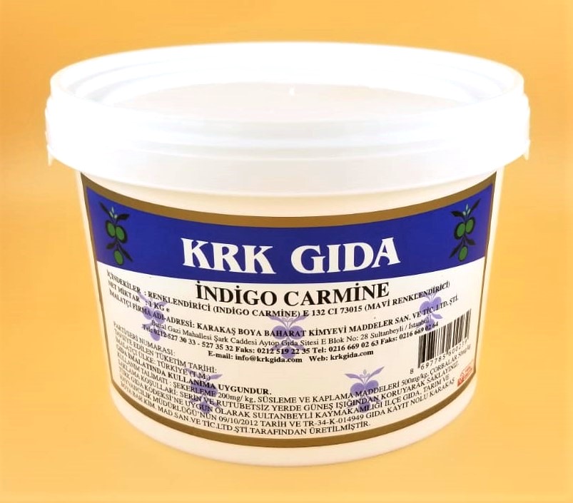 İNDİGO CARMİNE 1KG 8697785600239 KRK GIDA RENKLENDİRİCİ KOYU MAVİ (INDIGO CARMİNE) (E 132) 1KG - Görsel 1