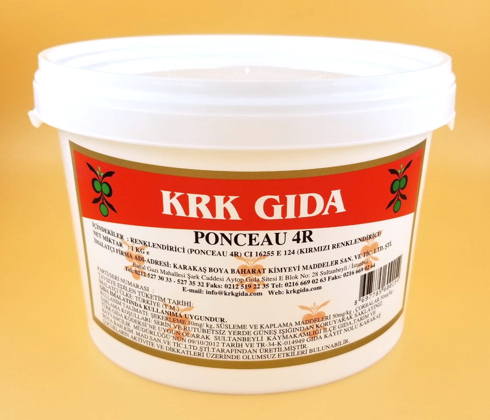 PONCEAU 4R 1KG 8697785600154 KRK GIDA RENKLENDİRİCİ KIRMIZI (PONCEAU 4R) (E 124) 1KG - Görsel 1