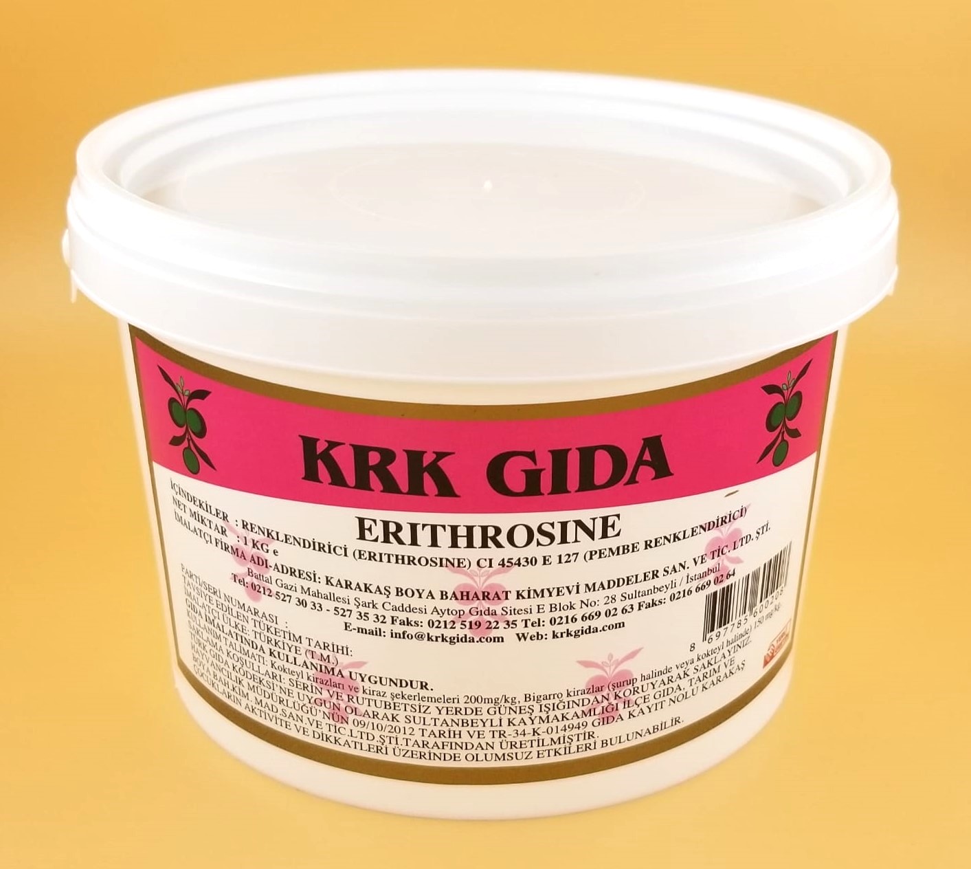 ERİTHROSİNE 1KG 8697785600208 KRK GIDA RENKLENDİRİCİ PEMBE (ERYTHROSINE) (E 127) 1KG - Görsel 1